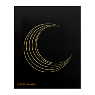 Golden Crescent Moon Celestial Art Acrylic Gift