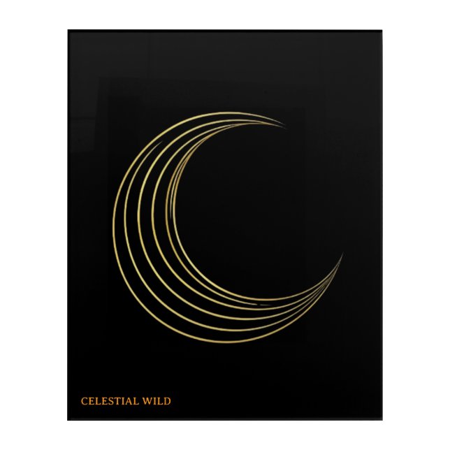 Golden Crescent Moon Celestial Art Acrylic Gift (Front)