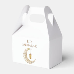 Golden Crescent Moon & Lantern Eid Mubarak Islamic Favor Boxes