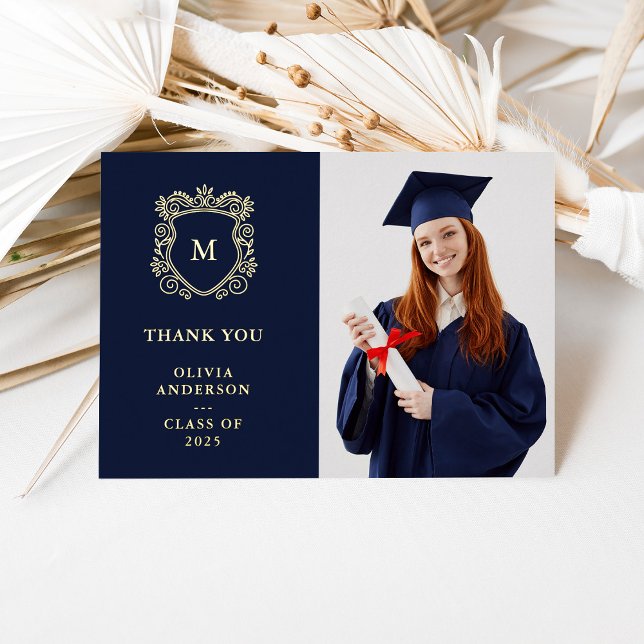 Golden Crest | Elegant Graduation Thank You Gold Foil Invitation (Creator Uploaded)