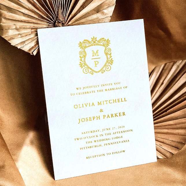 Golden Crest | Elegant Wedding Foil Invitation (Creator Uploaded)