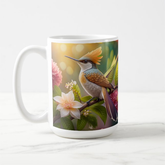Golden Crested Honeyeater Fantasy Bird Coffee Mug (Left)