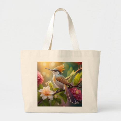 Golden Crested Honeyeater Fantasy Bird Large Tote Bag