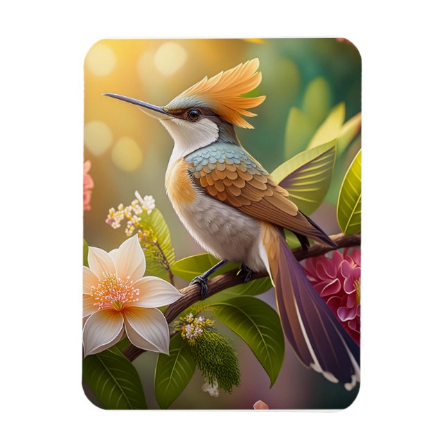 Golden Crested Honeyeater Fantasy Bird Magnet (Vertical)
