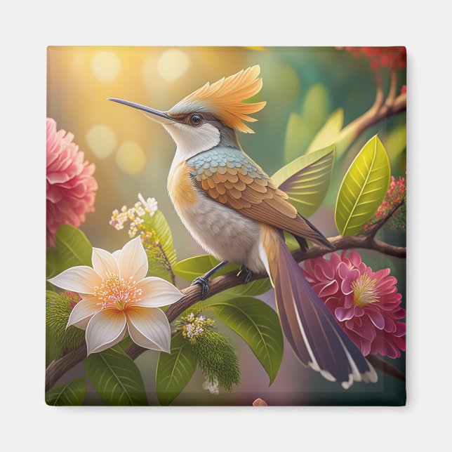 Golden Crested Honeyeater Fantasy Bird Magnet (Front)