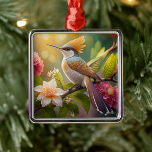 Golden Crested Honeyeater Fantasy Bird Metal Ornament