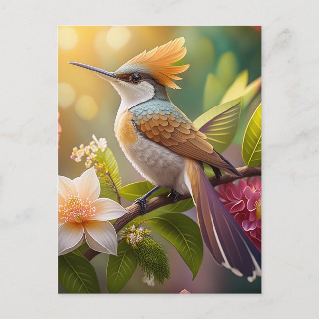Golden Crested Honeyeater Fantasy Bird Postcard (Front)