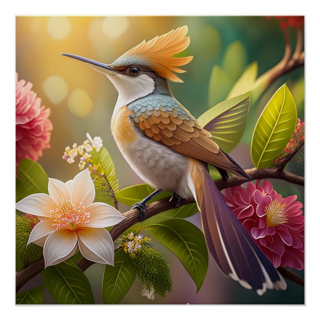 Golden Crested Honeyeater Fantasy Bird Poster (Front)