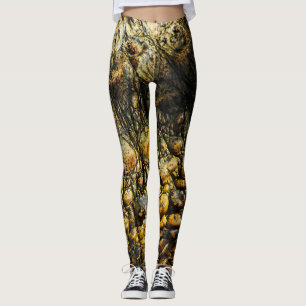 Golden Crocodile Skin Texture Close Up Leggings