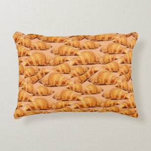Golden croissant, bakery seamless pattern. accent pillow