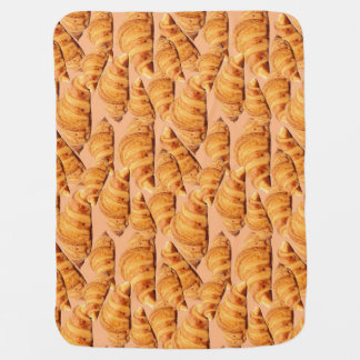 Golden croissant, bakery seamless pattern. baby blanket