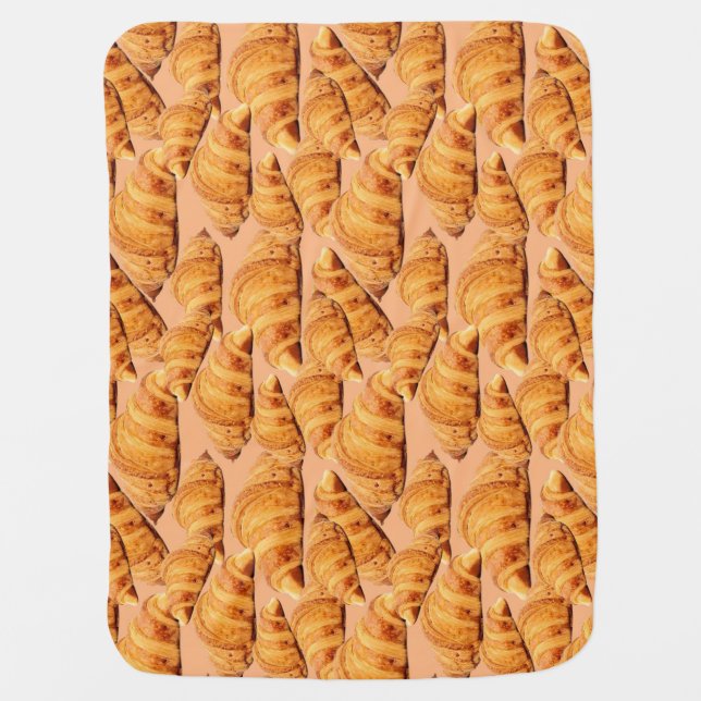 Golden croissant, bakery seamless pattern. baby blanket (Front)