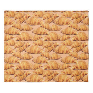 Golden croissant, bakery seamless pattern. duvet cover
