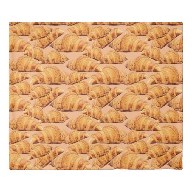 Golden croissant, bakery seamless pattern. duvet cover (Front)
