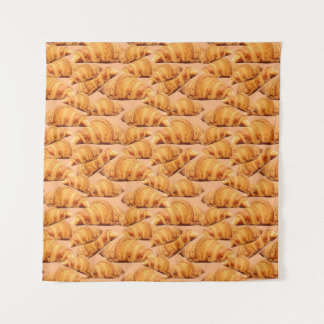 Golden croissant, bakery seamless pattern. tapestry