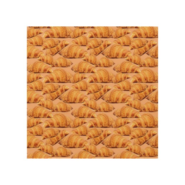 Golden croissant, bakery seamless pattern. wood wall art (Front)