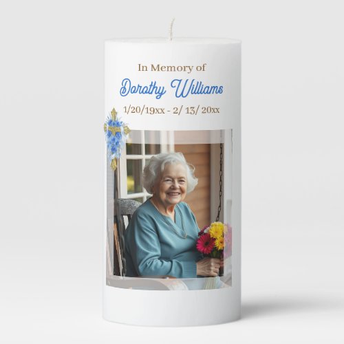 Golden Cross and Flowers Memorial Keepsake
