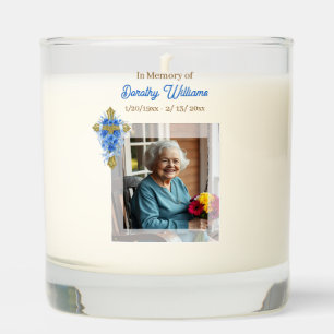 Golden Cross and Flowers Memorial Keepsake Scented Candle