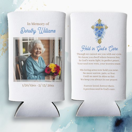 Golden Cross and Flowers Memorial Keepsake