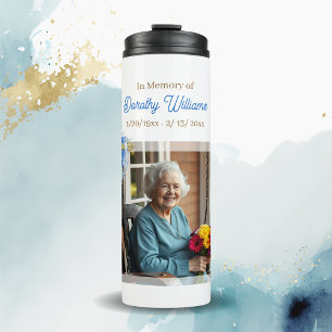 Golden Cross and Flowers Memorial Keepsake Thermal Tumbler