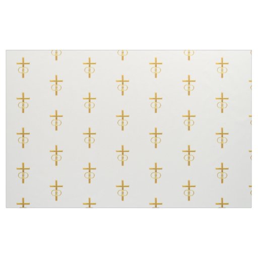 Golden Cross and Wedding Rings Fabric