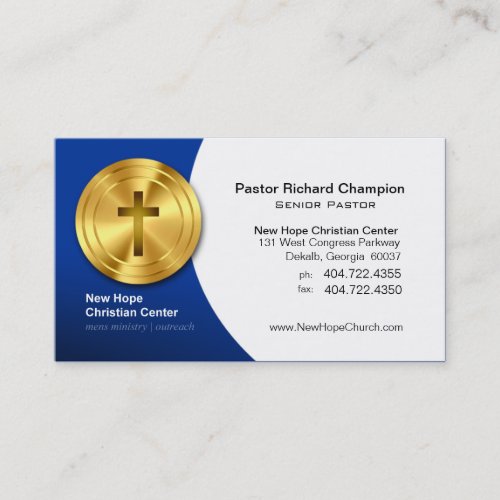 Golden Cross Christian Symbol MinisterPastor Business Card