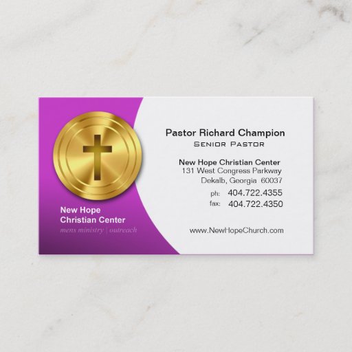Customizable Golden Cross Christian Symbol Minister/Pastor Business Card Template