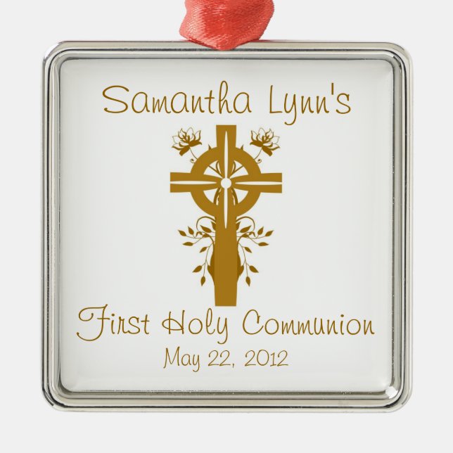 Golden Cross First Holy Communion Ornament Favor (Front)
