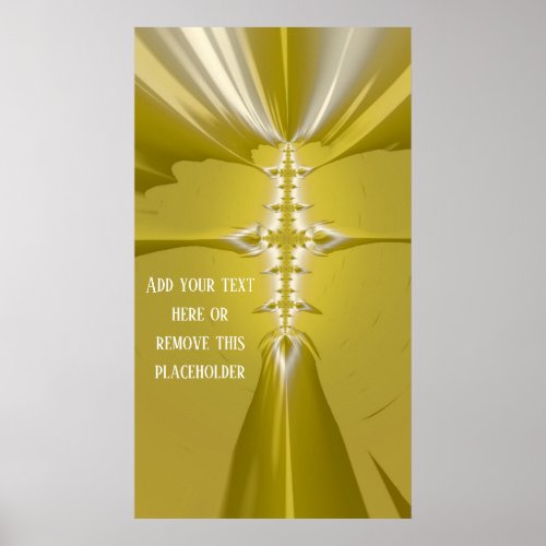 Golden Cross Fractal Abstract with Custom Quote Po Poster