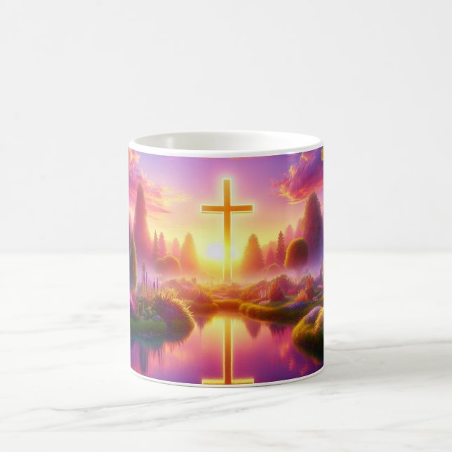 Golden Cross in a Heavenly Paradise Coffee Mug (Center)