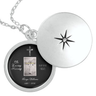 Golden Cross In Loving Memory Sterling Silver Lock Locket Necklace