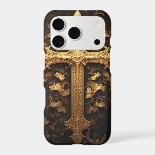 Golden Cross Intricate Ornamental Religious Detail iPhone 17 Pro Case