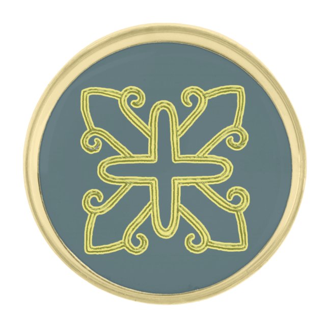 Golden Cross of Eternal Flow Gold Finish Lapel Pin (Front)