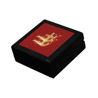 Golden Cross on Red Keepsake Gift  Box