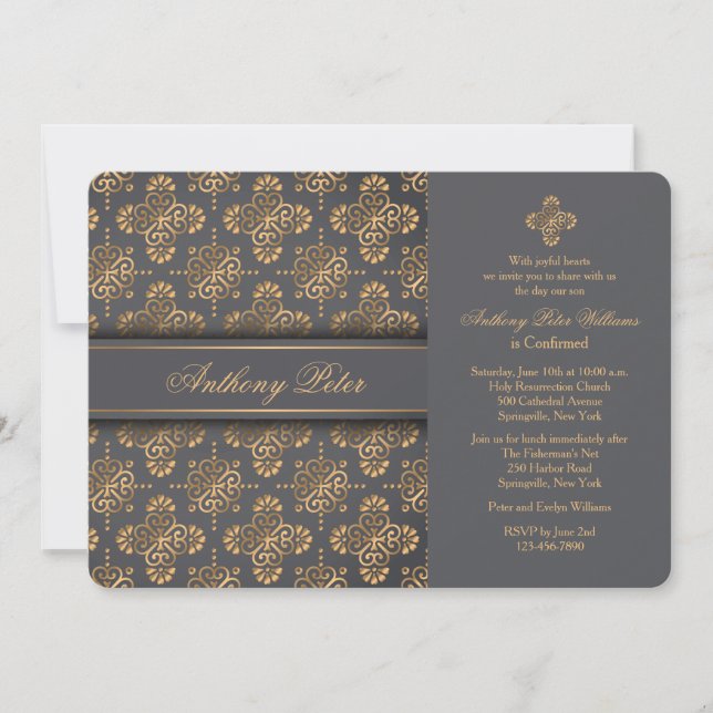 Golden Cross Religious Invitation (Front)