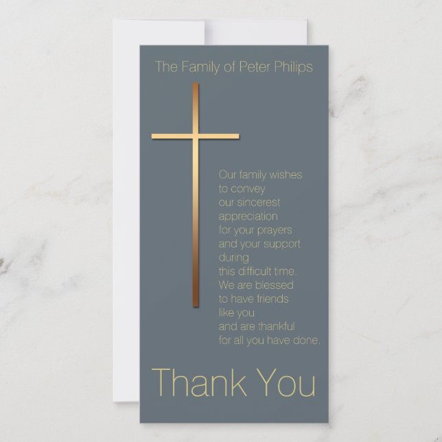 Golden Cross Sympathy Thank You Choose Color 1 (Front)