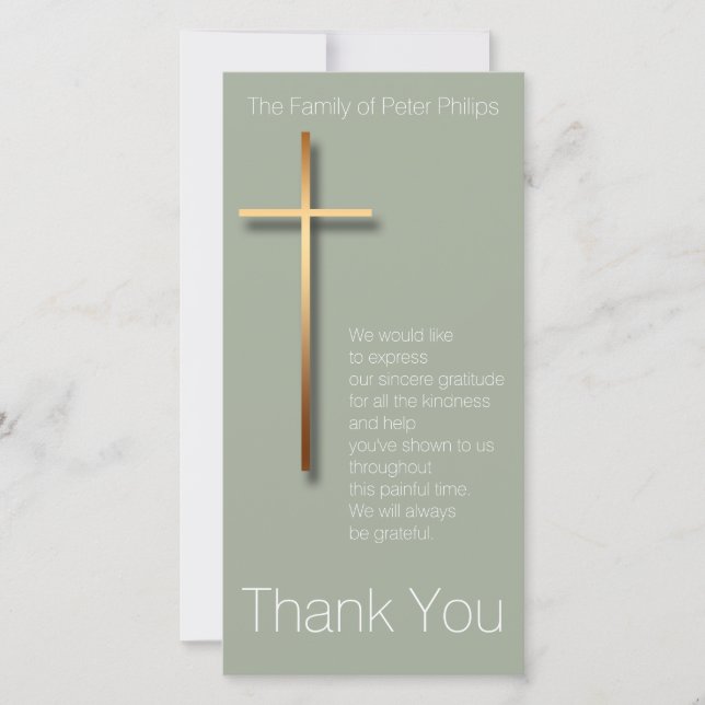 Golden Cross Sympathy Thank You Choose Color 2 (Front)