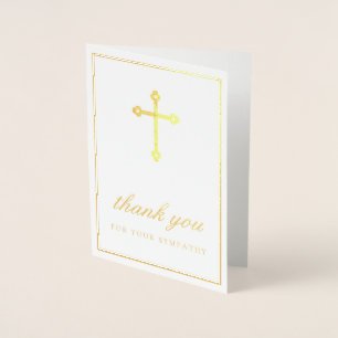 Golden Cross Sympathy Thank You Foil Card