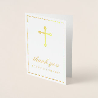 Golden Cross Sympathy Thank You Foil Card