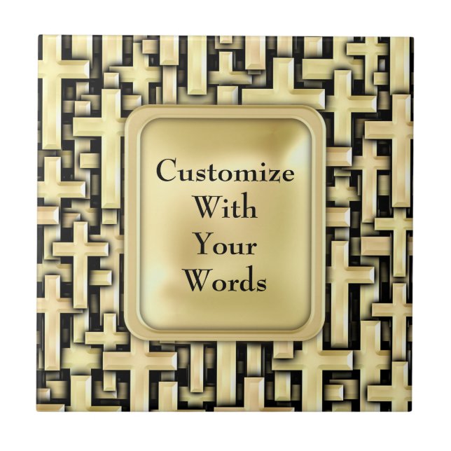 Golden Crosses Ceramic Tile (Front)