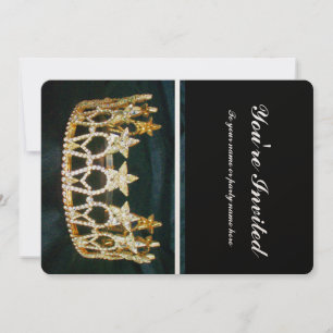 Golden Crown and Black Metallic Invite