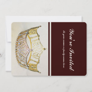 Golden Crown and Brown Metallic Invite