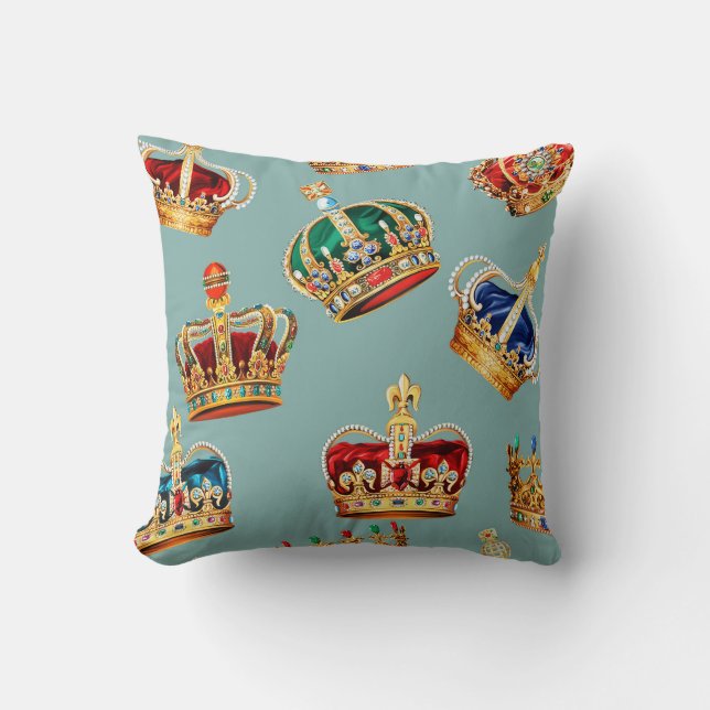 Golden Crown Baroque Fashion Texture Throw Pillow (Front)