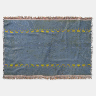 Golden Crown Border + your text & background Throw Blanket
