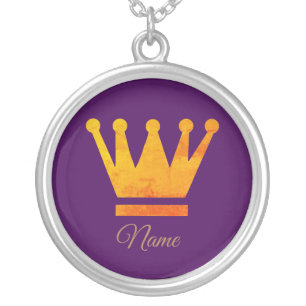 Golden Crown, Custom Name Necklace
