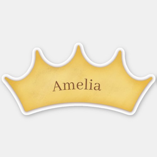 Golden Crown Fairytale Kids  Pets Custom Name Sticker