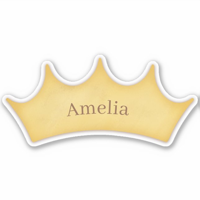 Golden Crown Fairytale Kids & Pets Custom Name Sticker (Front)