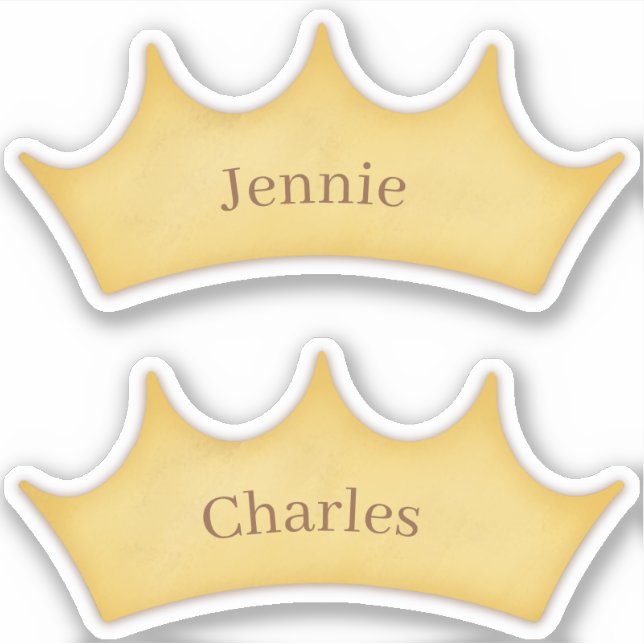 Golden Crown Fairytale Kids Rooms 2 Custom Name St Sticker (Front)