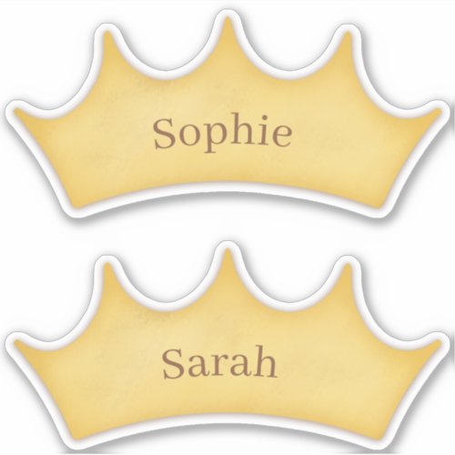 Golden Crown Fairytale Kids Rooms 2 Custom Name Sticker