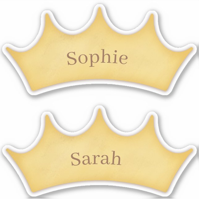 Golden Crown Fairytale Kids Rooms 2 Custom Name Sticker (Front)